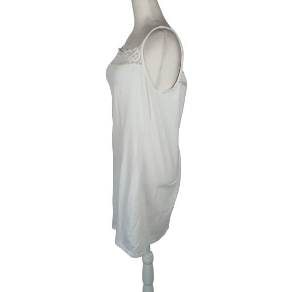 Vintage 90s Express White Cotton Lace Trim Mini Slip Cami Dress 12 - Picture 3 of 6